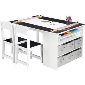 Kids Art Table and Chairs Set, Craft and Play Activity Table, Large Storage Desk and Portable Art Supply Organizer, Easy to Clean, for Living Room - 1 of 4
