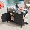 LOVSON 54.5" Outdoor Kitchen Island with Stainless Steel Top, Storage Cabinet, and Spice Rack - Mobile BBQ Grill Cart with Lockable Wheels - 4 of 4