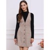 Allegra K Women's V Neck Gingham Check Pinafore Overalls Suspenders Plaid Print Dress - 3 of 4