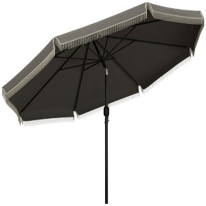 MOEPISY 9ft Patio Umbrella with Push Button Tilt and Crank, Dark Gray - 1 of 4