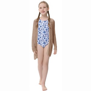 Clearlove Girl's Crochet Lightweight Cardigan Cover Up Open Front Long Sleeve Soft Loose Summer Boho Coats - 1 of 4