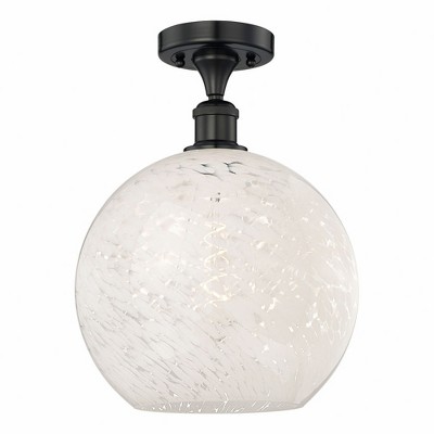 White Mouchette - 1 Light Semi-Flush Mount In Modern Style-13.63 Inches Tall and 12 Inches Wide