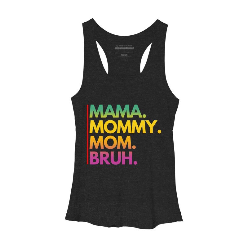 Women's Design By Humans Mother's Day Mama Mommy Mom Bruh Rainbow Text By punsalan Racerback Tank Top, 1 of 3