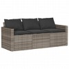 vidaXL 6 Piece Patio Sofa Set with Cushions - Gray Poly Rattan - Outdoor Garden Furniture for Terrace, Deck, and Backyard - 3 of 4