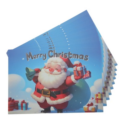 Unique Bargains Christmas Greeting Card Red White Blue 4.5x3.1 Inch 10 Pcs