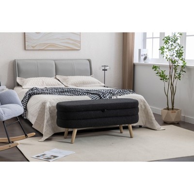 Grungis Velvet Storage Benches with Wood Legs,Upholstered Storage Ottoman,Ottoman Bench for Living Room,Bedroom