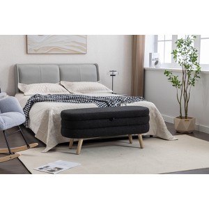 Grungis Velvet Storage Benches with Wood Legs,Upholstered Storage Ottoman,Ottoman Bench for Living Room,Bedroom - 1 of 4