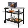 ROVSUN Gourmet Rolling Grill Cart with Trash Bag Holder, Hooks, Side Handle, Outdoor/Indoor Dining Prep Table Cart for Camping, Party, BBQ, Black - 2 of 4