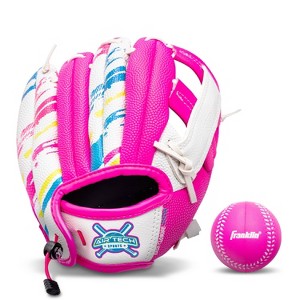 Franklin Sports Air Tech Series 9" Teeball Gloves Set - White/Pink - 1 of 3