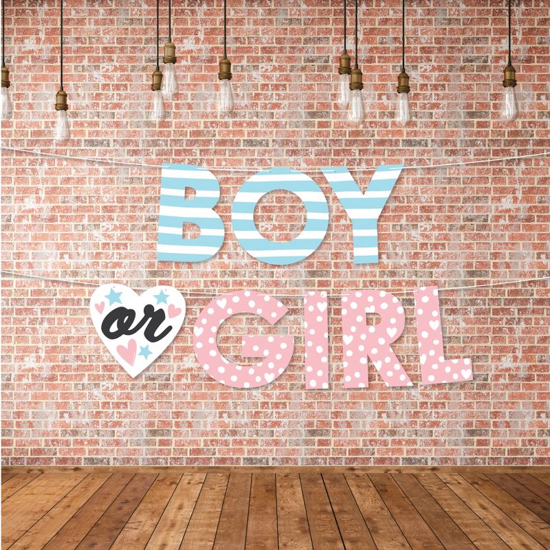 Big Dot of Happiness Baby Gender Reveal - Team Boy or Girl Party Decorations - Boy or Girl - Outdoor Letter Banner, 3 of 9