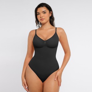 Feelingirl Women's Sculpt Seamless Thong Bodysuit Shapewear Skin XS/S - 1 of 4
