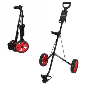 Caddymatic Golf i-Trac 2 Wheel Folding Golf Cart Black/Red - 1 of 4