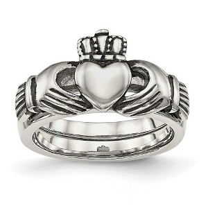 Black Bow Jewelry Stainless Steel Love, Loyalty, Friendship Claddagh Hinged Ring - 1 of 4