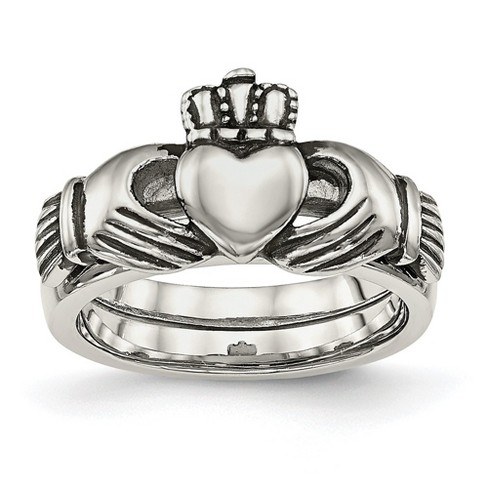 Black Bow Jewelry Stainless Steel Love, Loyalty, Friendship Claddagh Hinged Ring - image 1 of 4