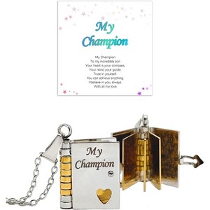 Daughter Love Book Necklace, Laser Engraved Page Pendant Stainless Steel Gift - 1 of 4