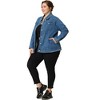 Women's Plus Size Classic Denim Frayed Washed Jean Jackets - Agnes Orinda - 3 of 4