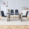 NicBex 5 PCS/7 PCS Marble-Patterned Slabs Dining Table Set with Stainless Steel Butterfly Legs,4/6 High Back PU Chairs for Kitchen/Apartment - 2 of 4