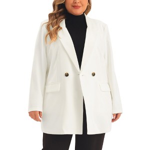 Agnes Orinda Women's Plus Size Long Sleeves Lapel Button with Pockets Office Work Jackets Blazer - 1 of 4