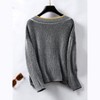 Coolmee Women's Fall Striped V Neck Sweaters Long Sleeve Knit Trendy Pullover Sweater Top - 4 of 4