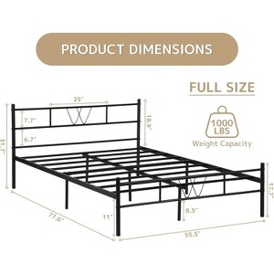 IULULU Bed Frame with Headboard, Noise-Free Slat Mattress Foundation, No Box Spring Required, Black - 1 of 4