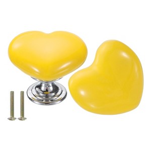Unique Bargains Heart-Shaped Ceramic Drawer Knobs with Screw for Cupboard 2 Pcs - 1 of 4