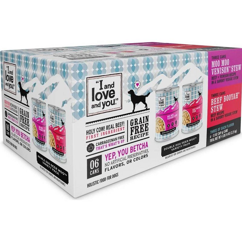 I and Love and You Multipack Beef Booyah Stew &#38; Moo Moo Venison Stew Wet Dog Food - 78oz/6pk, 3 of 4