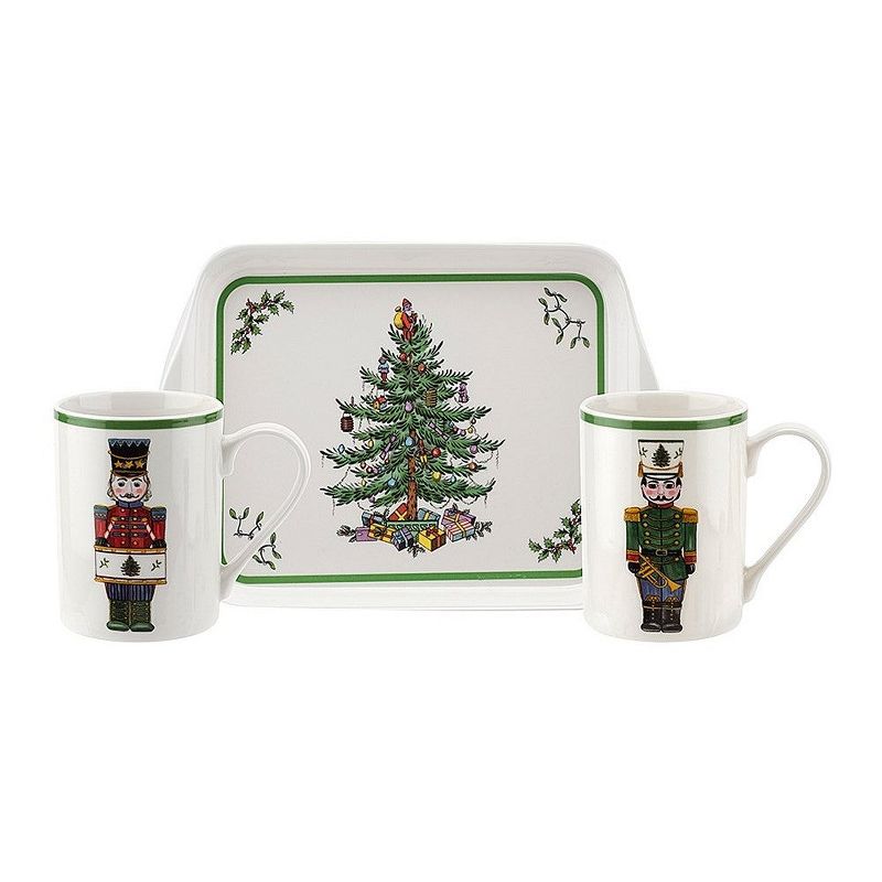 Spode Christmas Tree Nutcracker Set of 2 Mugs and Tray - 10 oz. mugs / 8" tray, 1 of 5