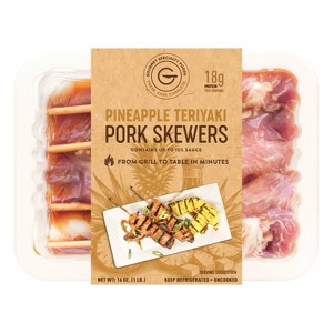 Gourmet Specialty Foods Pineapple Teriyaki Loin Pork Skewers Boneless - 1lb - 1 of 2