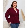 Womens Plus Size Blazers Business Casual Knit Blazer for Work Long Sleeve Shawl Lapel Blazer Suit Jackets Wine Red 3XL - 4 of 4