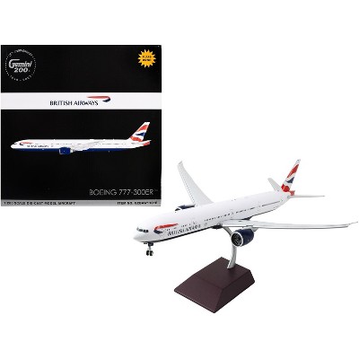 Boeing 777-300ER Commercial Aircraft w/Flaps Down White w/Striped Tail 1/200 Diecast Model Airplane by GeminiJets