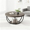 Gulches 31.5" Round Coffee Table, 2-Tier Storage (31.5"×31.5" Top + 18.11"×18.11" Base), Sturdy Engineered Wood and Metal Frame - 4 of 4