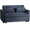 MAYEERTY Convertible Modern Pull Out Couch Sleeper Loveseat Velvet Bed Adjustable Backrest with Pillows Pockets for Living Room Black - 2 of 4