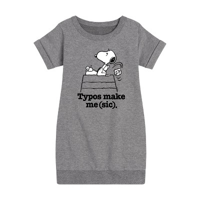 - Peanuts - Snoopy Typos Make Me Sic Graphic Short Sleeve Fleece Dress