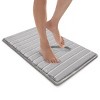 17"x24" MICRODRY SoftLux Quilted Striped Memory Foam Bath Rug/Runner with Skid Resistant Base Light Gray: Machine Washable, Plush Polyester - 2 of 3