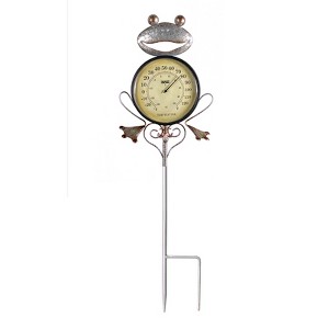 Swim Central 41.75" Iron Frog Garden Stake Thermometer - 1 of 4