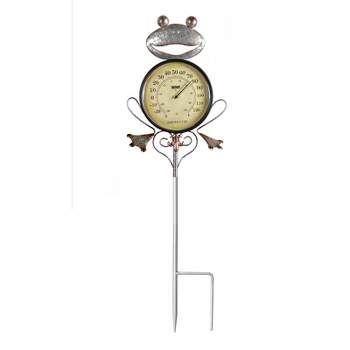 Swim Central 41.75" Iron Frog Garden Stake Thermometer