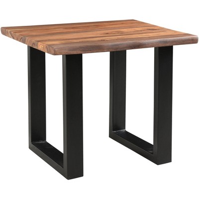 Coast to Coast Raw Edge Brownstone 28" Wide Black and Wood End Table