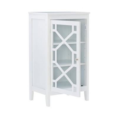 White MDF Accent Cabinet with Glass Door and Shelves