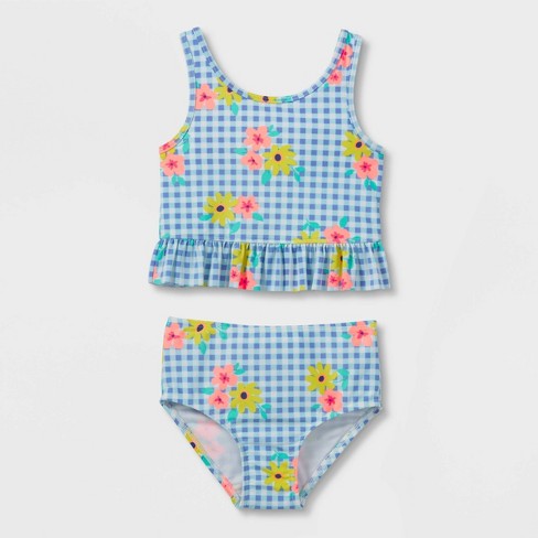 18M Cat & Jack Baby Girls' Ruffle Bikini Set Machine Washable Turquoise 