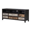 VYNXARIA Retro Distressed Wooden TV Stand for TVs up to 65 Inches,Entertainment Center Media Console with 6 Drawers and 3 Shelves,Black - 3 of 4