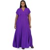 24seven Comfort Apparel Plus Size Flutter Sleeve Metallic Knit Maxi Dress Front Slit Empire Waist - 4 of 4