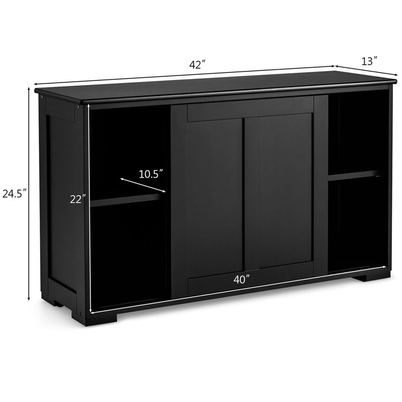 Costway Kitchen Storage Cabinet Sideboard Buffet Cupboard Wood Sliding Door Pantry, 4 of 11