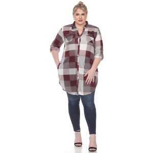 Plus Size Plaid Tunic Shirt - White Mark - 1 of 4