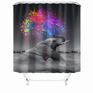 Color Powder And Elephant Shower Curtains for Bathroom Waterproof Fabric Bath Curtain Durable Soft Stylish Bathroom Decor 72x72 Inch - 1 of 1
