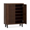 Lirago Brown 6-Tier Shoe Cabinet MDF Wooden 33.5x13.8x43.7 Louvered Doors Adjustable Shelves Storage - 2 of 4