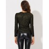 Allegra K Women's Long Sleeve Puff Sleeve Party Glitter Shiny Metallic Tops - 4 of 4