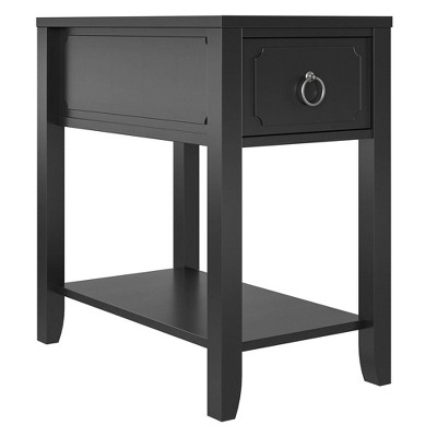 Majesty Black Narrow Side Table with Sophisticated Storage
