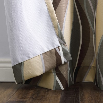 Spruce Green Wave Print Light-Filtering Grommet Curtain Panel 48" x 84"