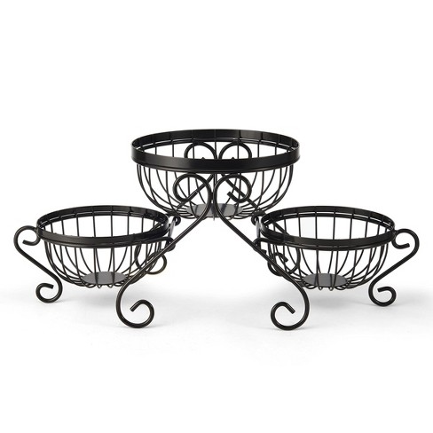 Gourmet Basics by Mikasa Scroll Metal Storage Fruit Baskets, Set of 3, 23.5-Inch, Black - image 1 of 4