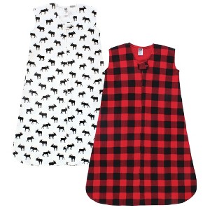 Hudson Baby Infant Boy Thermal Sleeveless Sleeping Bag 2pk, Buffalo Plaid Moose - 1 of 4